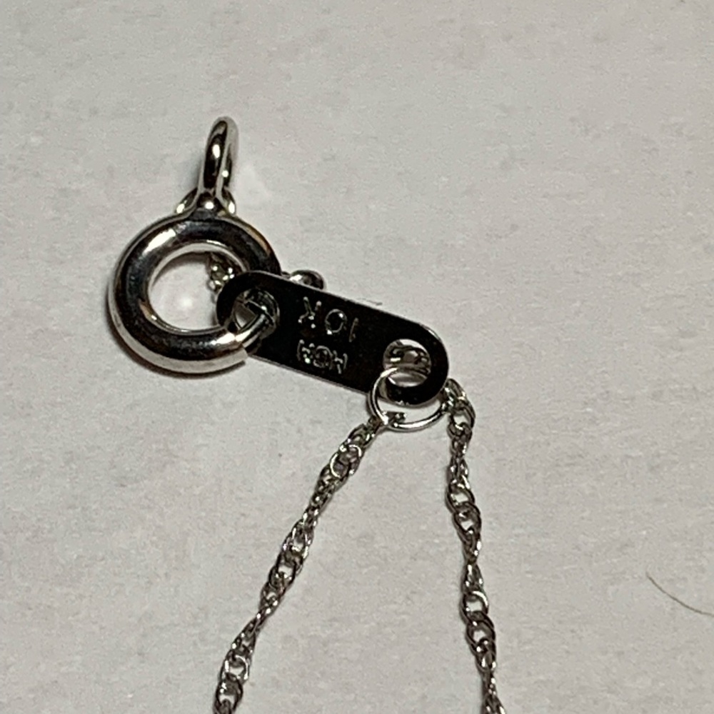 10k white gold necklace CZ stone pendant - Picture 3 of 4